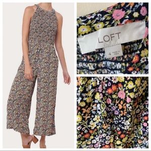 LOFT smocked bodice ditsy floral patterned jumpsuit romper size 4 7827